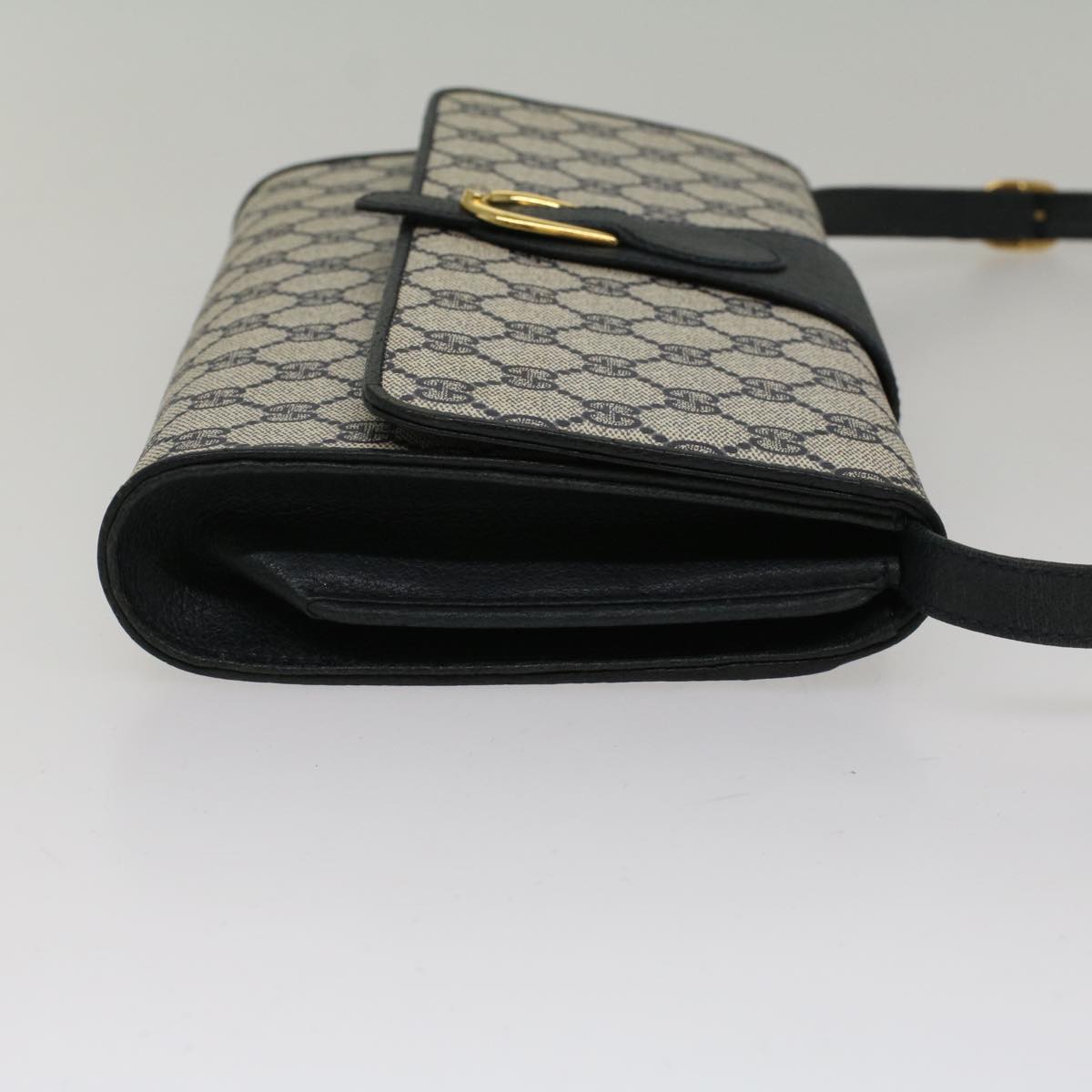 GUCCI GG Canvas Shoulder Bag PVC Leather Gray Navy 904.02.050 Auth yk7727