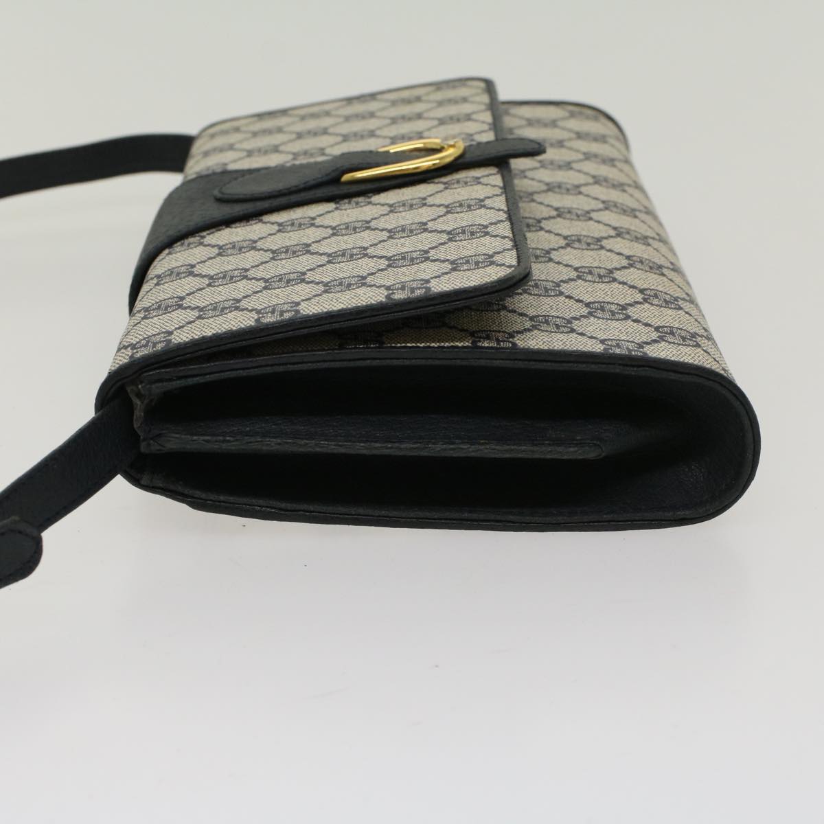 GUCCI GG Canvas Shoulder Bag PVC Leather Gray Navy 904.02.050 Auth yk7727