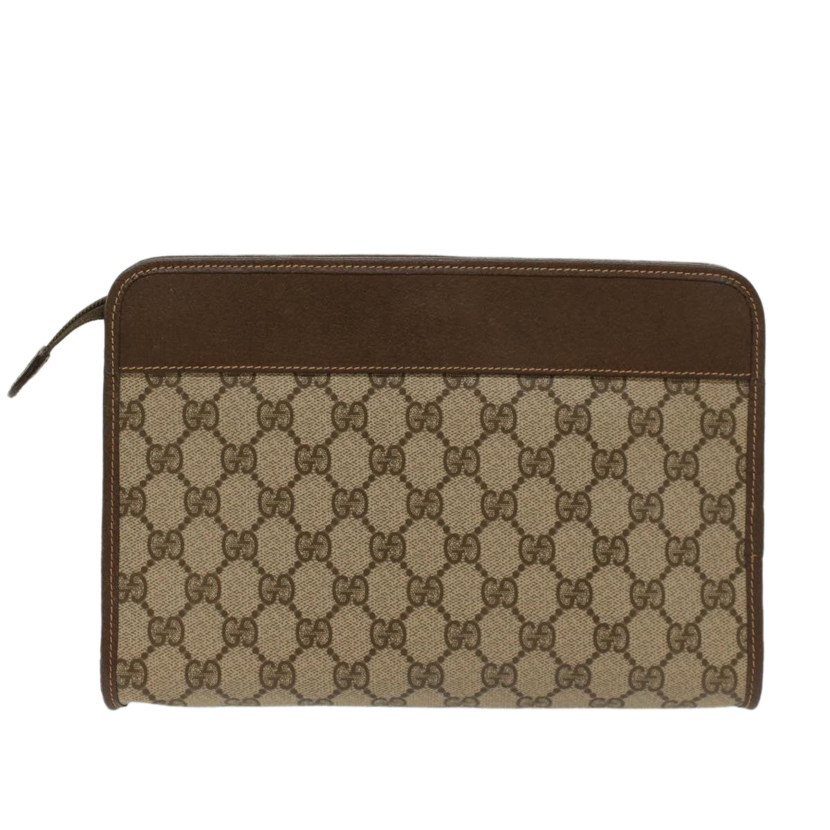 GUCCI GG Canvas Clutch Bag PVC Leather Beige 014.122.6063.4021 Auth yk7734 - 0