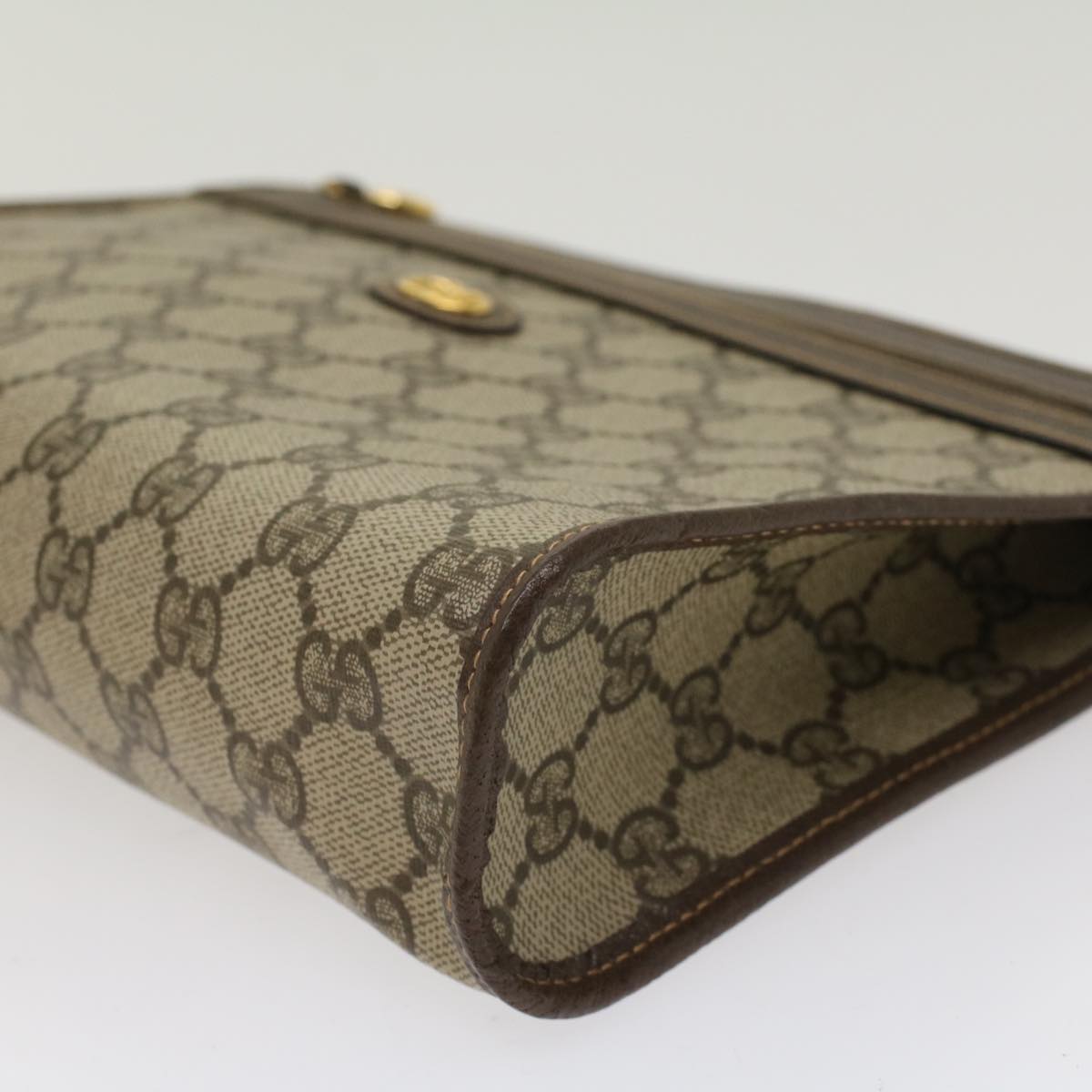 GUCCI GG Canvas Clutch Bag PVC Leather Beige 014.122.6063.4021 Auth yk7734