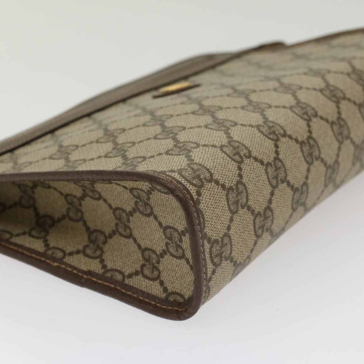 GUCCI GG Canvas Clutch Bag PVC Leather Beige 014.122.6063.4021 Auth yk7734