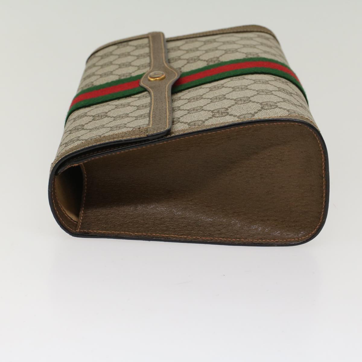 GUCCI GG Canvas Web Sherry Line Clutch Bag Beige Red Green 89.01.007 Auth yk7743