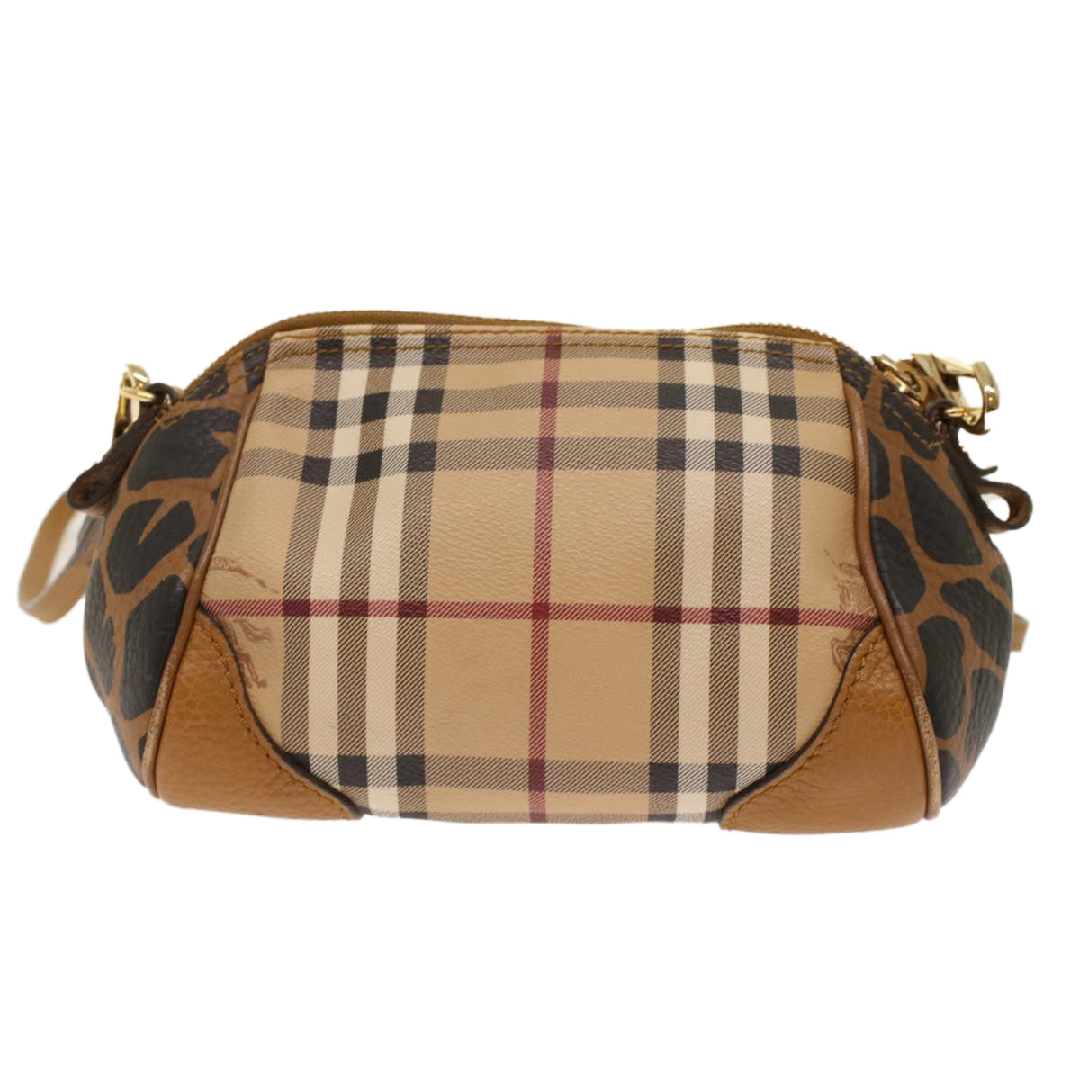 BURBERRY Nova Check Shoulder Bag PVC Leather Beige Auth yk7748