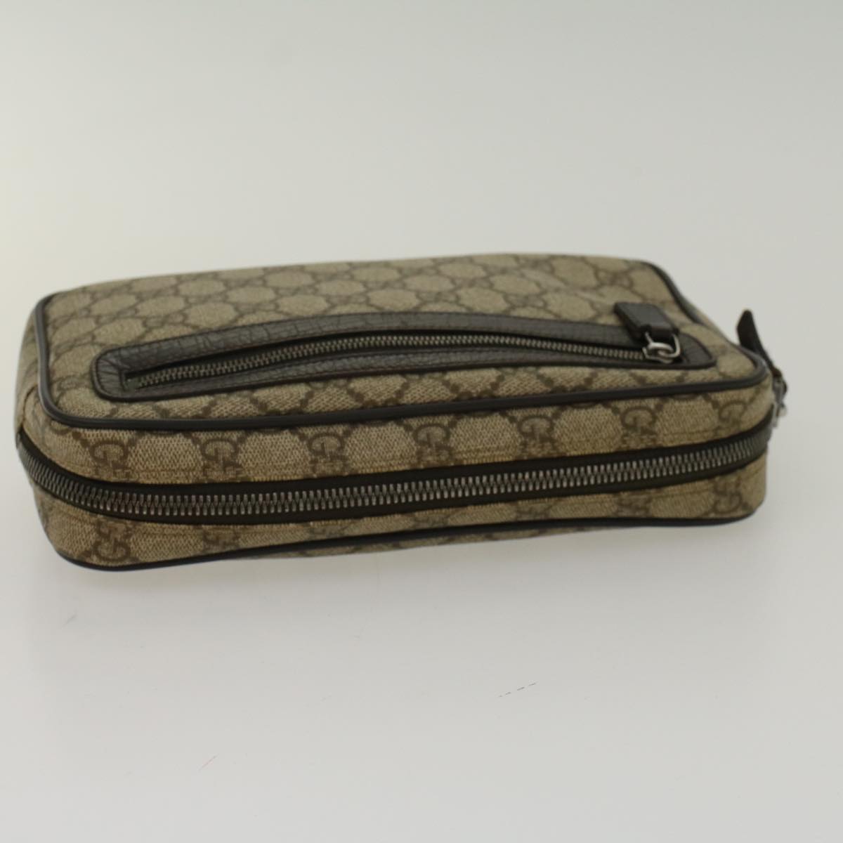 GUCCI GG Canvas Clutch Bag PVC Leather Beige 73956 Auth yk7760