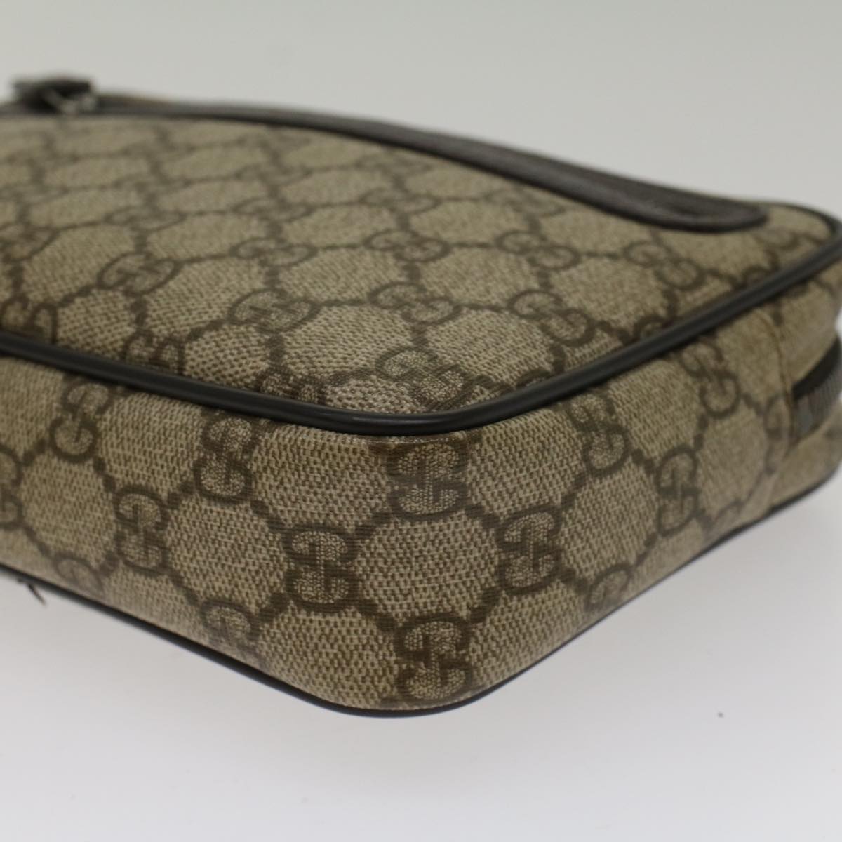 GUCCI GG Canvas Clutch Bag PVC Leather Beige 73956 Auth yk7760