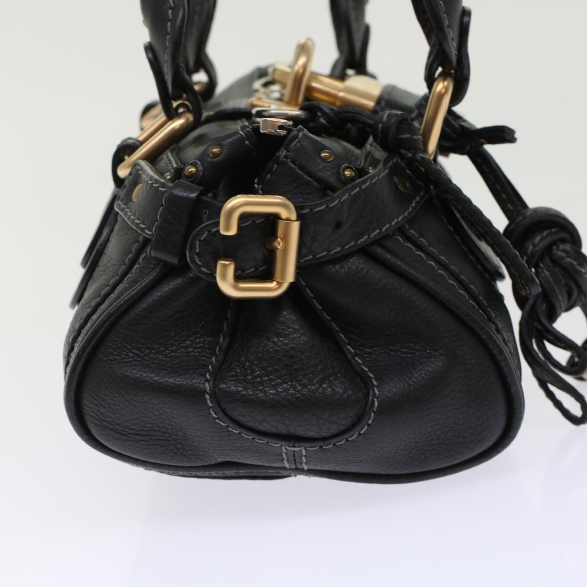 Chloe Paddington Shoulder Bag Leather Black Auth yk7761