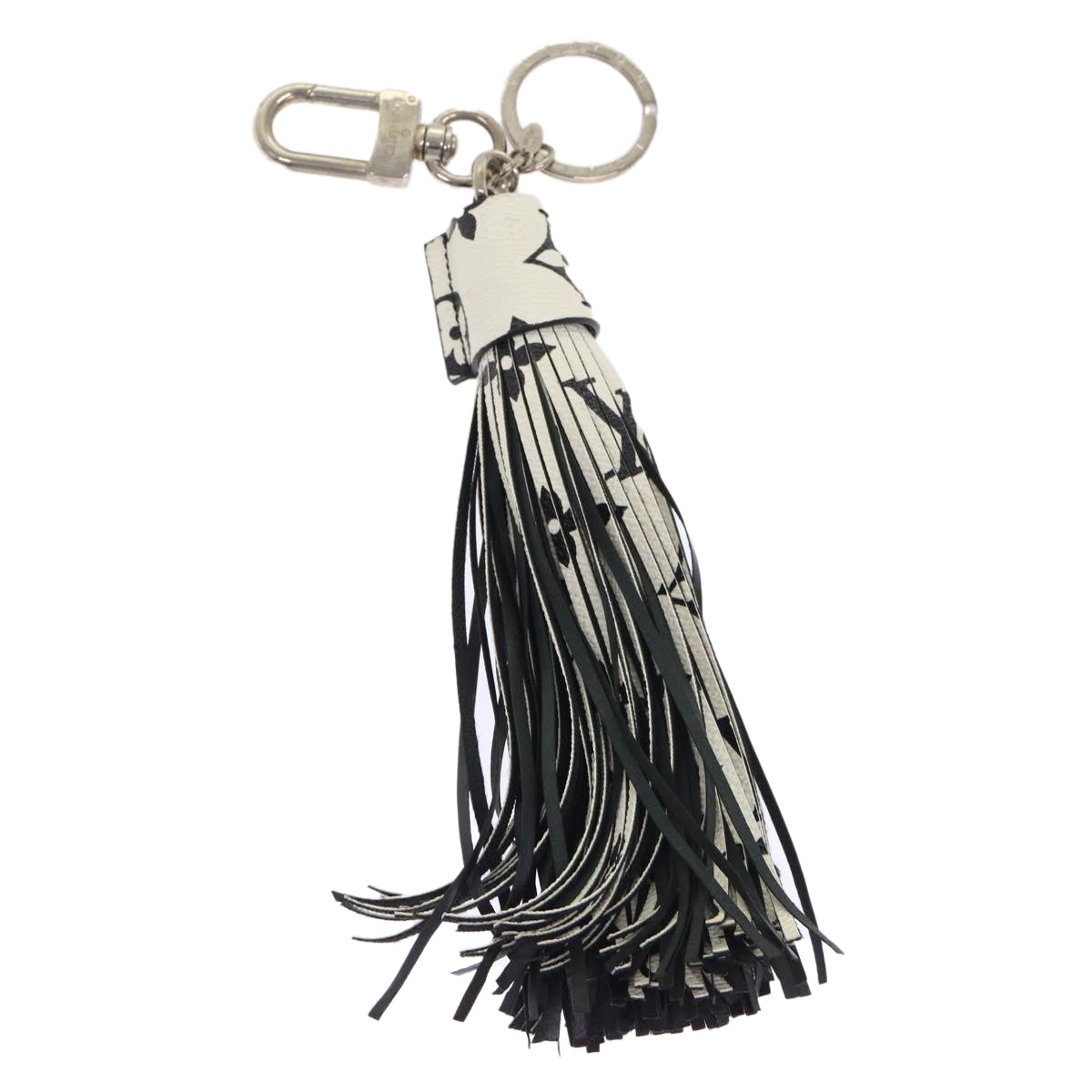 LOUIS VUITTON Monogram Tassel Key Ring Key Ring Black White MP1769 Auth yk7764