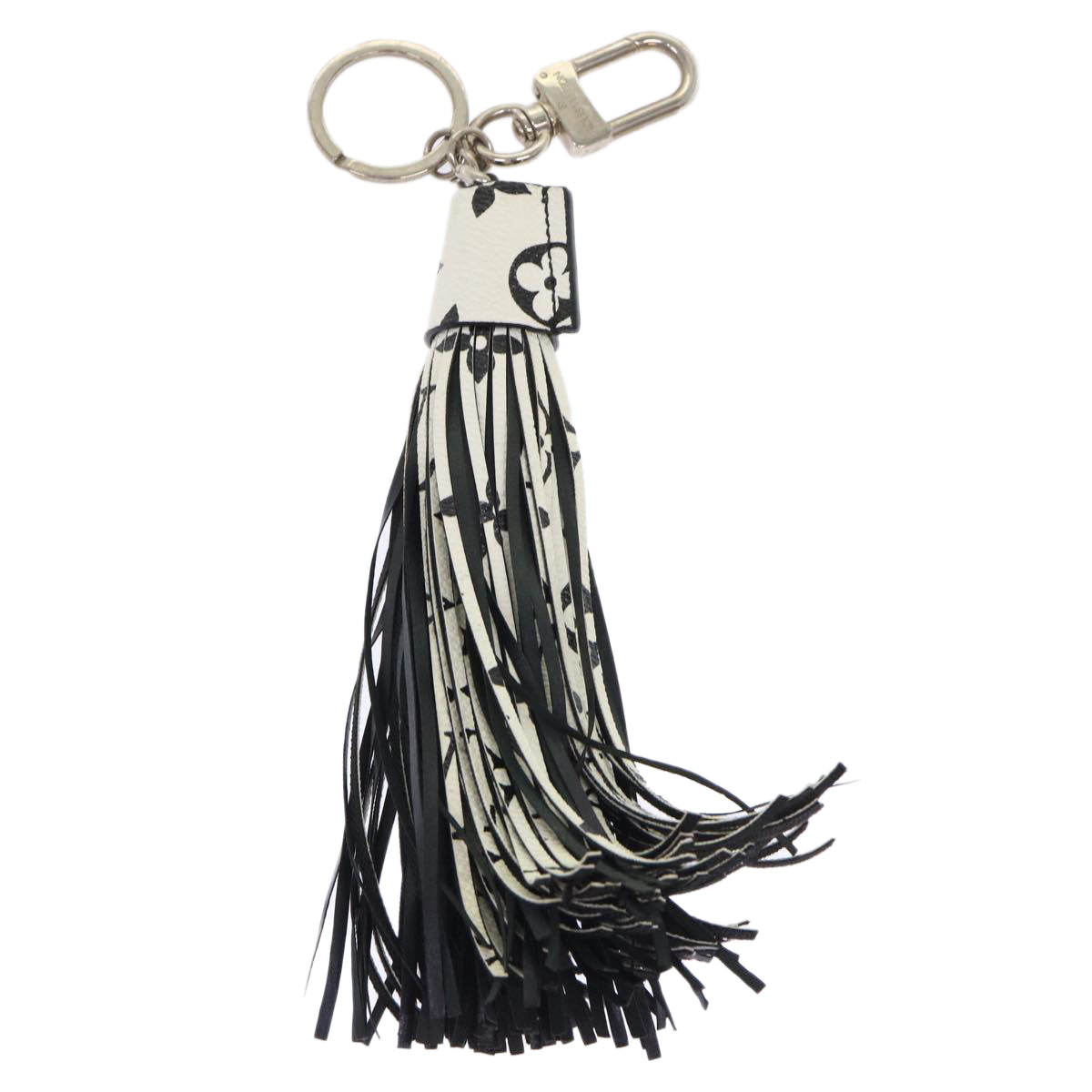 LOUIS VUITTON Monogram Tassel Key Ring Key Ring Black White MP1769 Auth yk7764 - 0