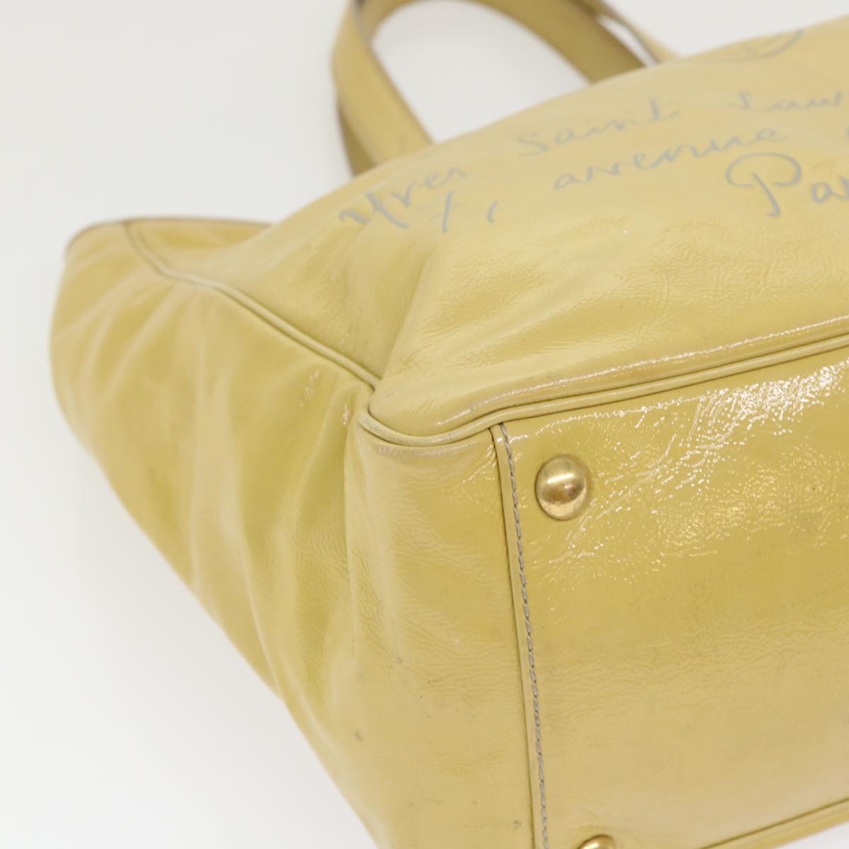 SAINT LAURENT Y Mail Tote Bag Patent leather Yellow 188651 Auth yk7771