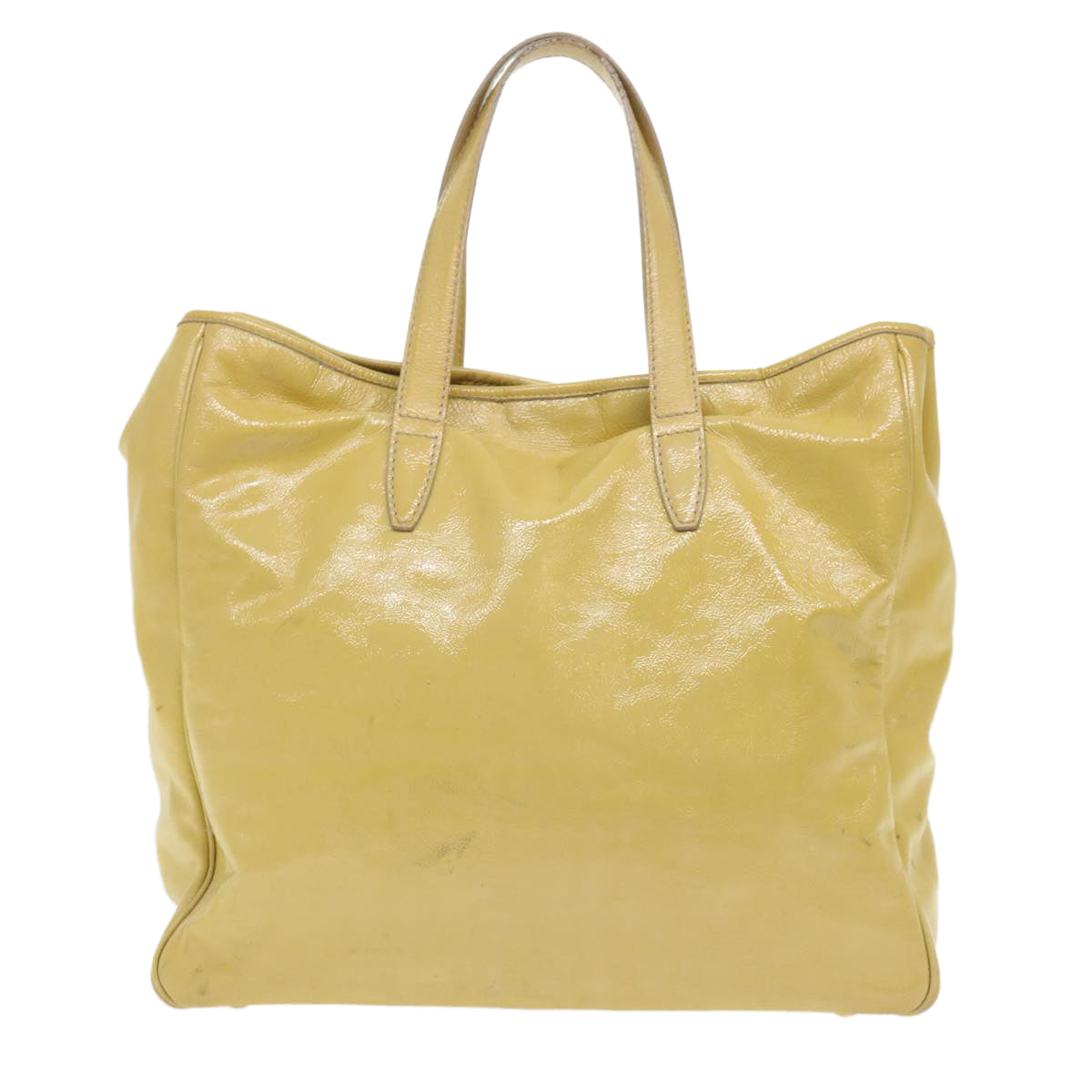 SAINT LAURENT Y Mail Tote Bag Patent leather Yellow 188651 Auth yk7771