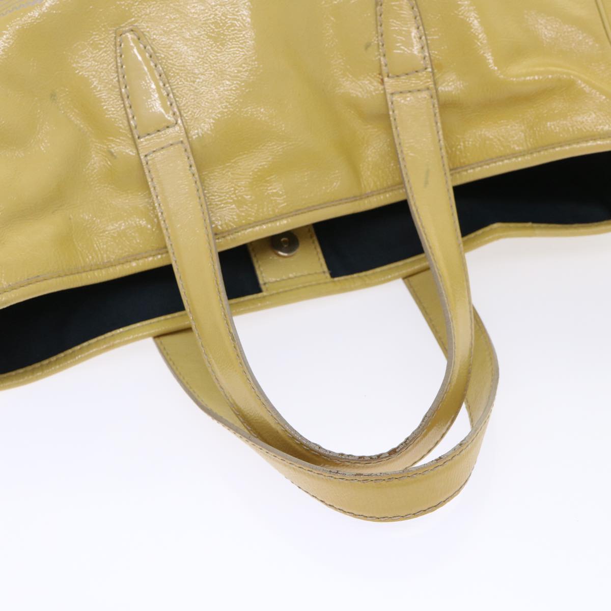 SAINT LAURENT Y Mail Tote Bag Patent leather Yellow 188651 Auth yk7771