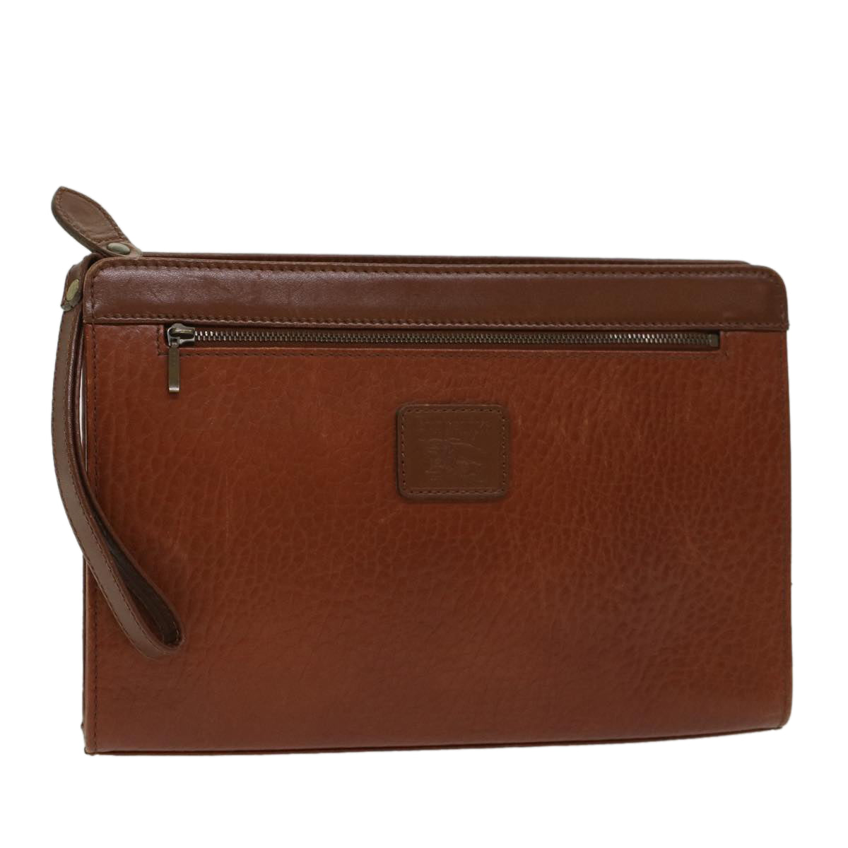 Burberrys Clutch Bag Leather Brown Auth yk7778