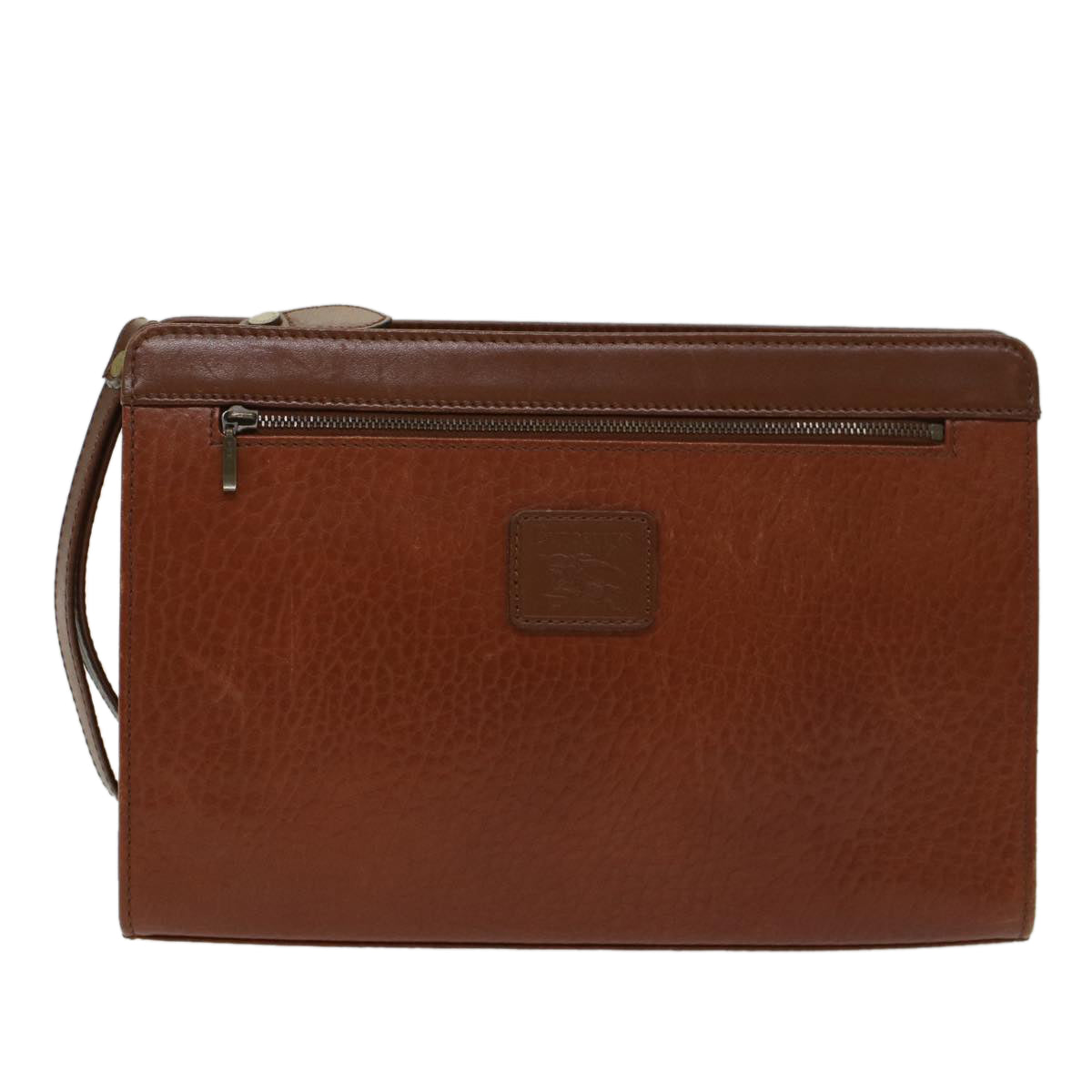 Burberrys Clutch Bag Leather Brown Auth yk7778