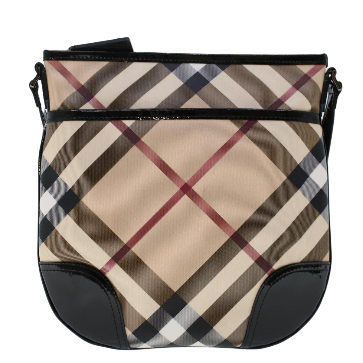 BURBERRY Nova Check Shoulder Bag PVC Leather Beige Auth yk7780