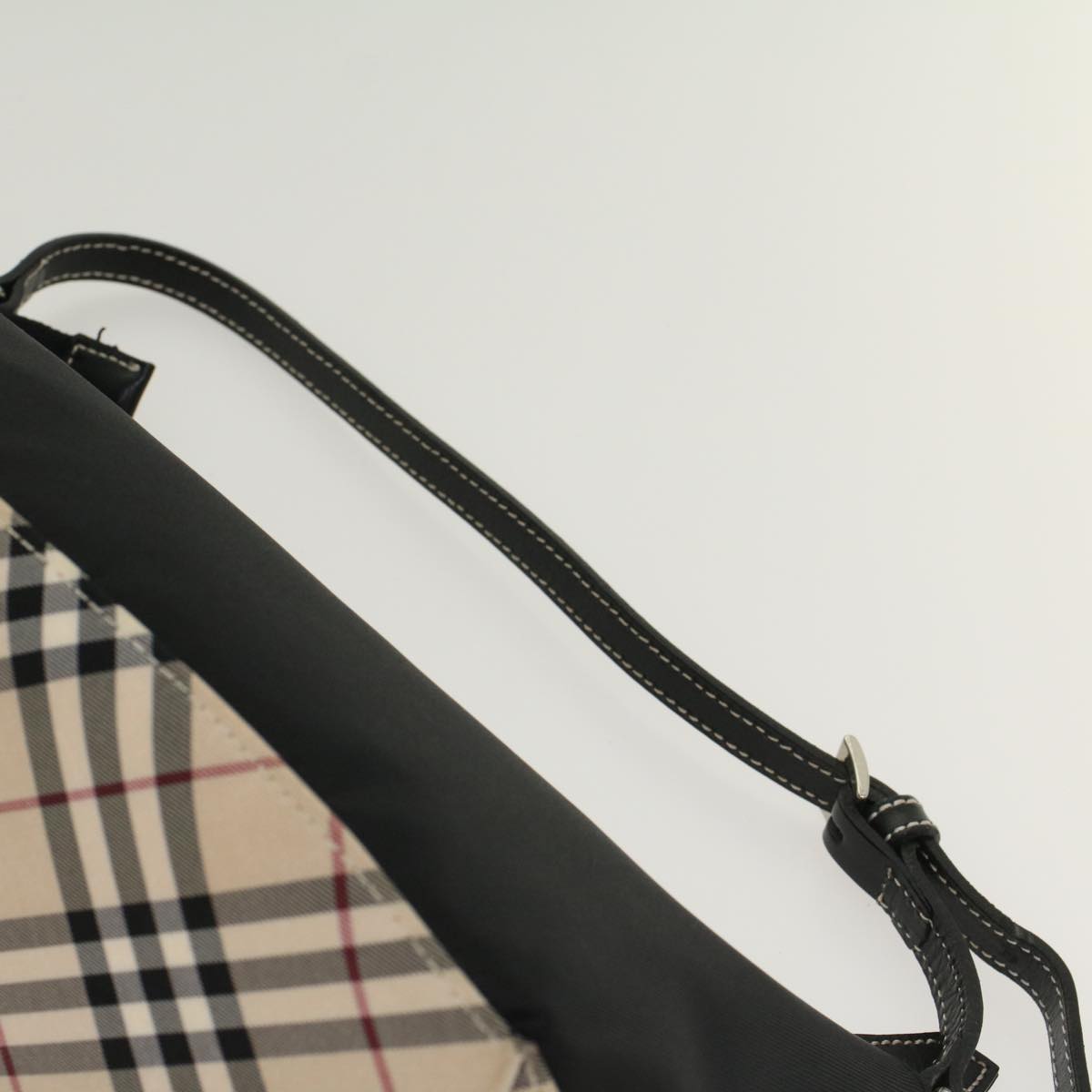 BURBERRY Nova Check Blue Label Shoulder Bag Nylon Black Auth yk7798