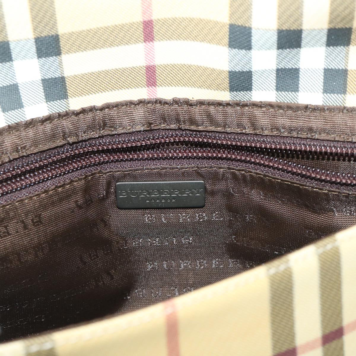 BURBERRY Nova Check Shoulder Bag PVC Leather Beige Auth yk7830B