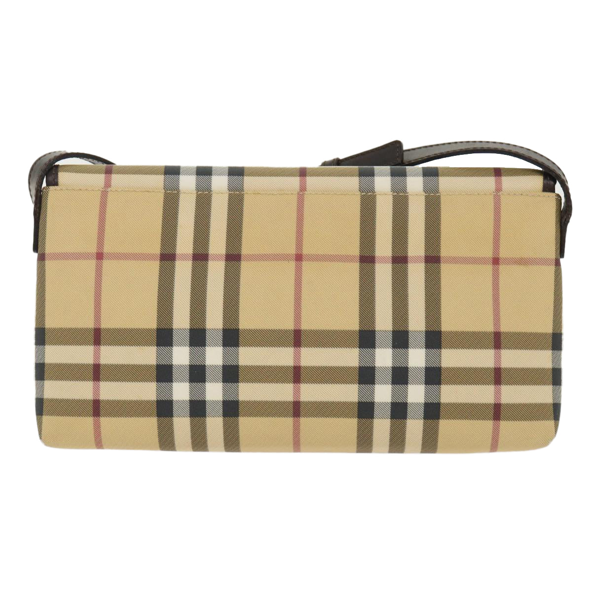 BURBERRY Nova Check Shoulder Bag PVC Leather Beige Auth yk7830B