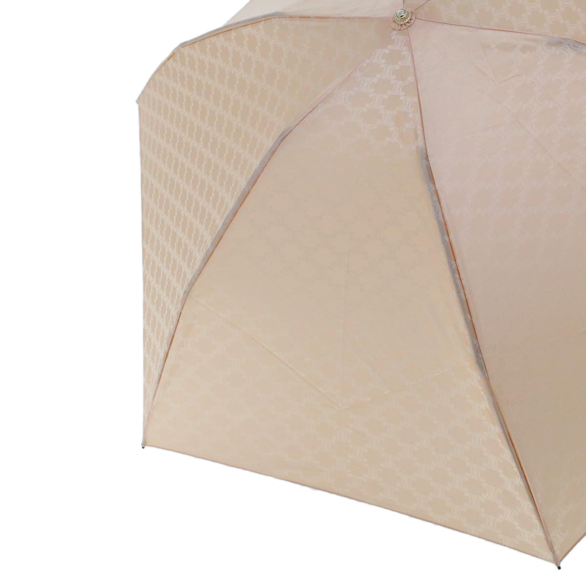 CELINE Macadam Canvas Folding Umbrella Nylon Pink Beige Auth yk7831B