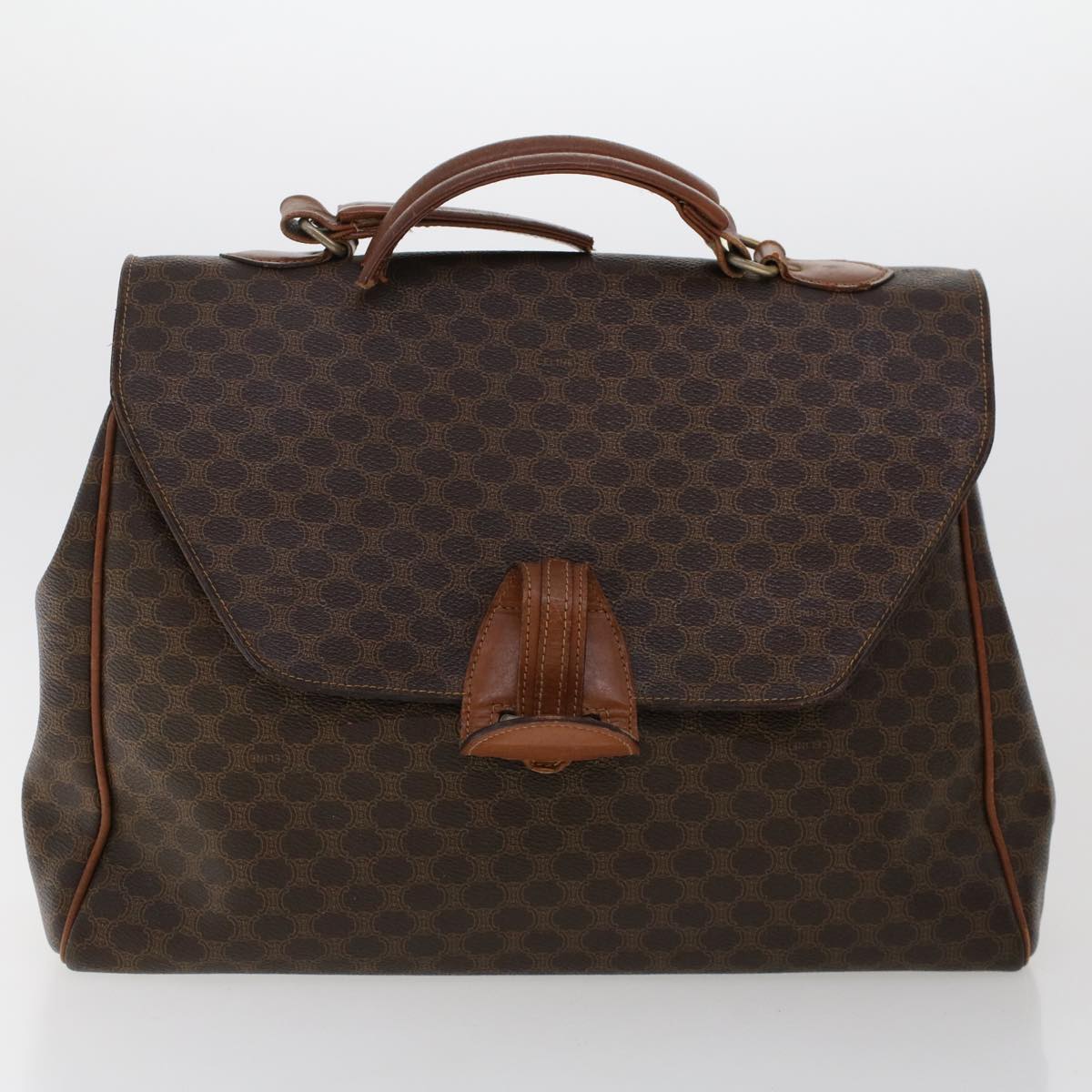 CELINE Macadam Canvas Hand Bag PVC Leather 2Set Brown Auth yk7839B - 0