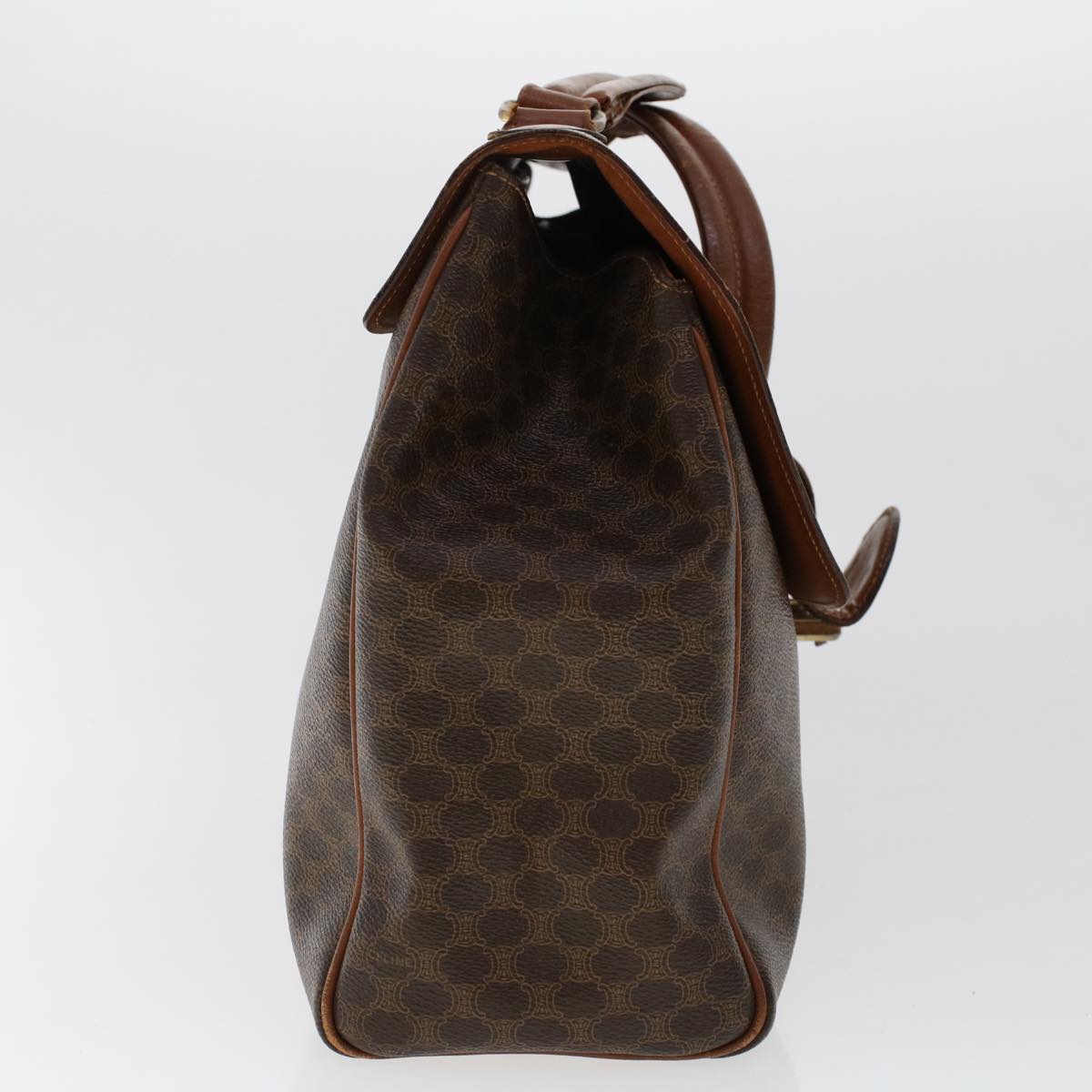 CELINE Macadam Canvas Hand Bag PVC Leather 2Set Brown Auth yk7839B