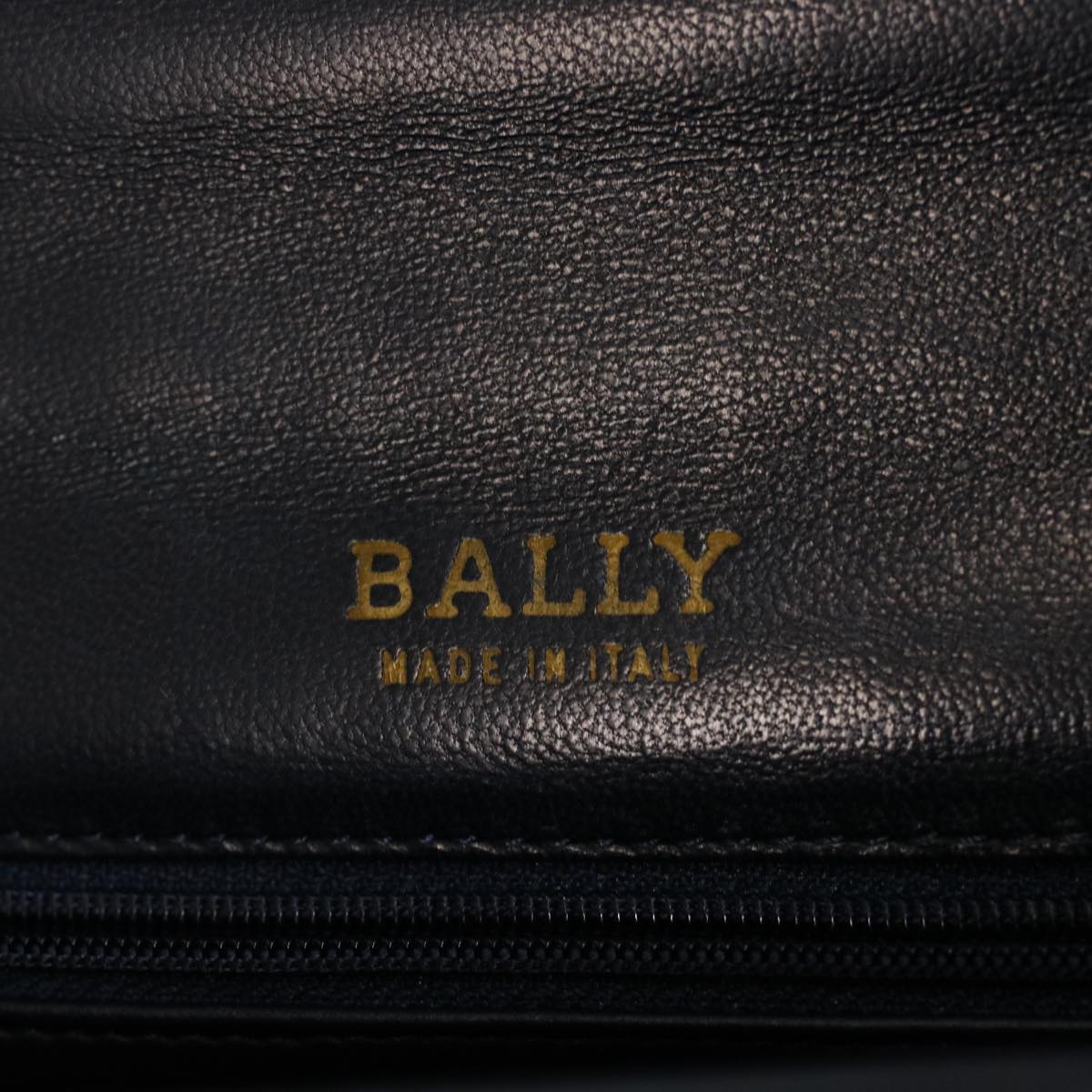 BALLY Quilted Hand Bag Leather 2way Navy Auth yk7858