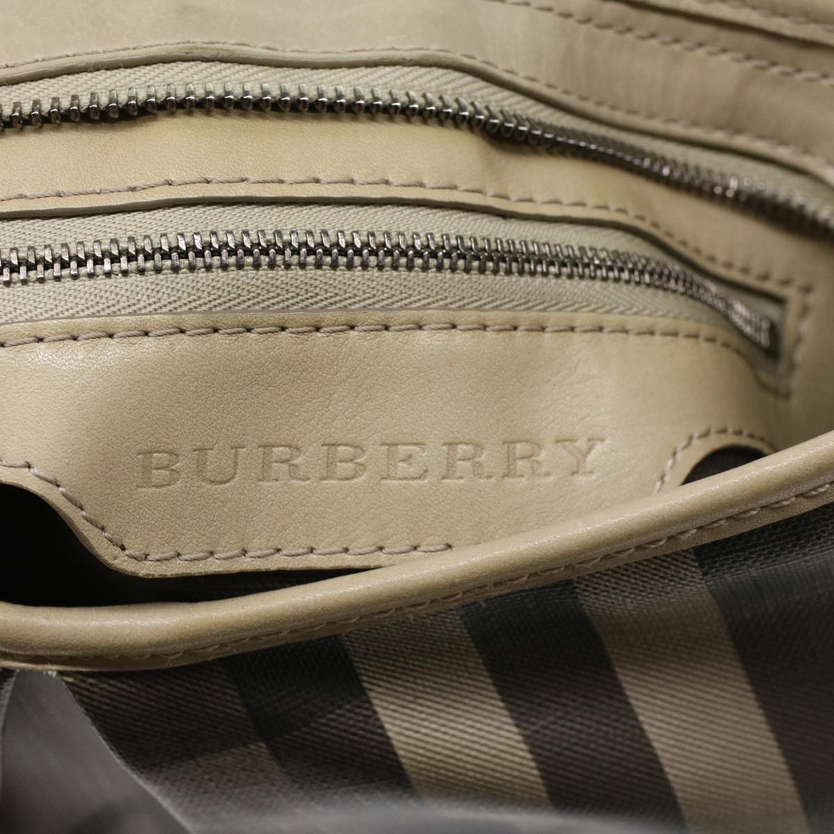 BURBERRY Nova Check Shoulder Bag PVC Leather Beige Brown Auth yk7864