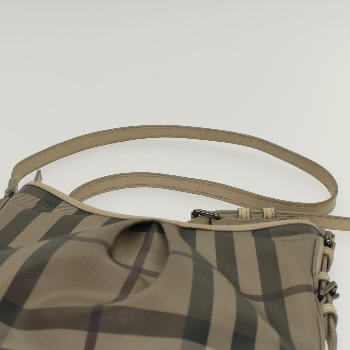 BURBERRY Nova Check Shoulder Bag PVC Leather Beige Brown Auth yk7864