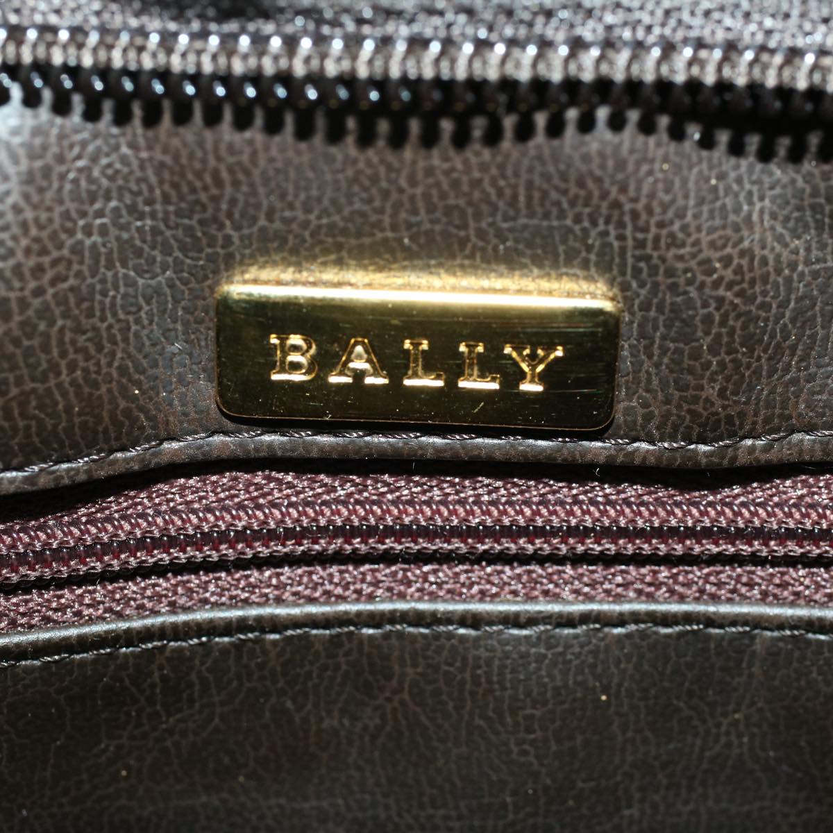 BALLY Quilted Chain Shoulder Bag Leather Brown Auth yk7872