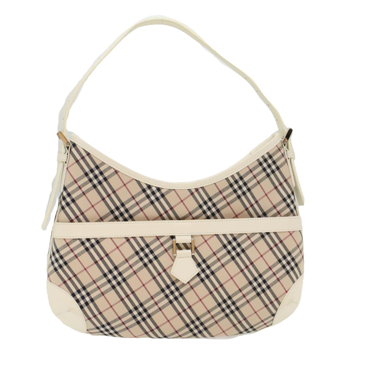 BURBERRY Nova Check Shoulder Bag Canvas Beige White Auth yk7878