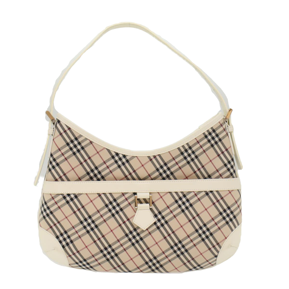 BURBERRY Nova Check Shoulder Bag Canvas Beige White Auth yk7878