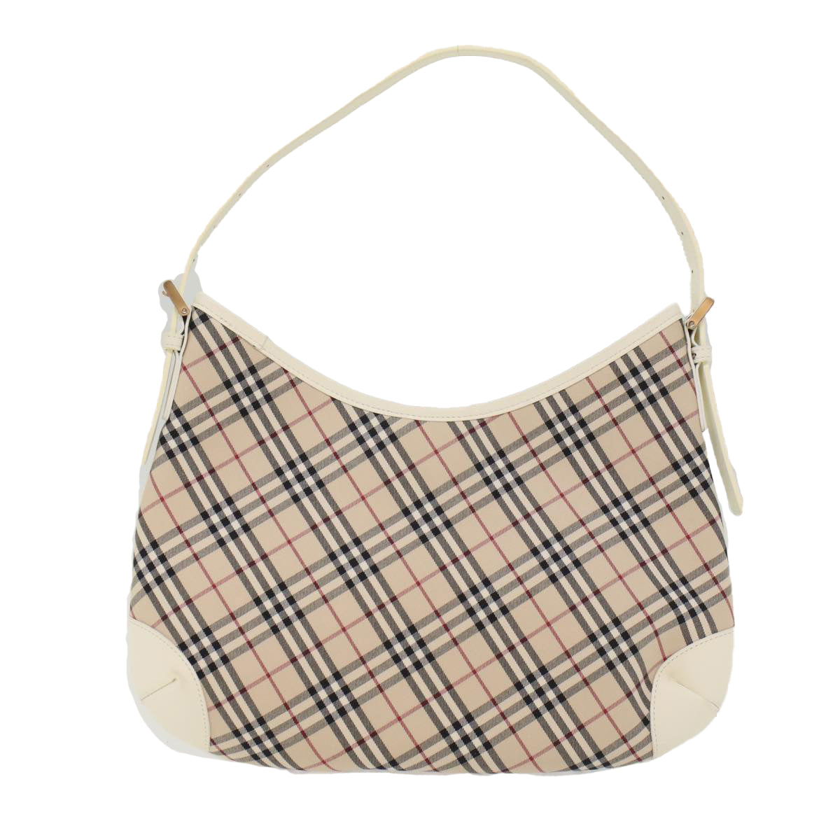 BURBERRY Nova Check Shoulder Bag Canvas Beige White Auth yk7878