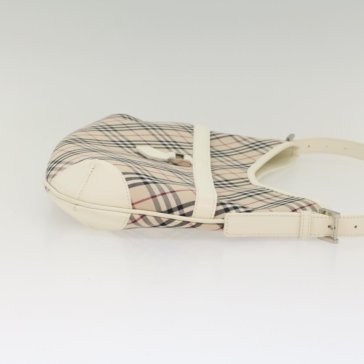 BURBERRY Nova Check Shoulder Bag Canvas Beige White Auth yk7878