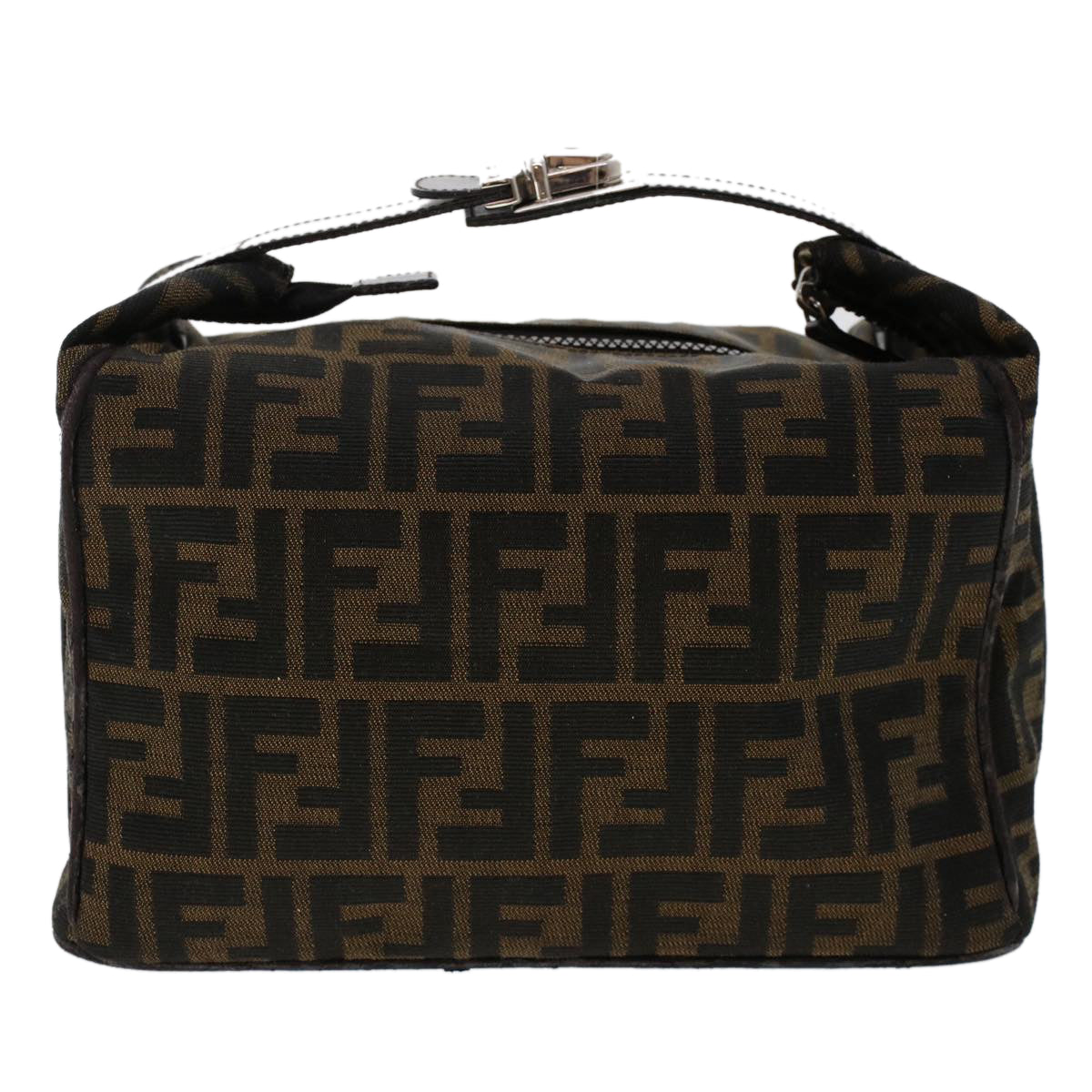 FENDI Zucca Canvas Hand Bag Nylon Brown Black Auth yk7887 - 0