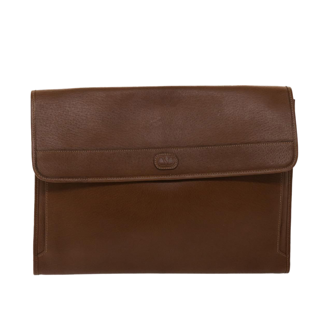 VALENTINO Clutch Bag Leather 2Set Brown Auth yk7890B - 0