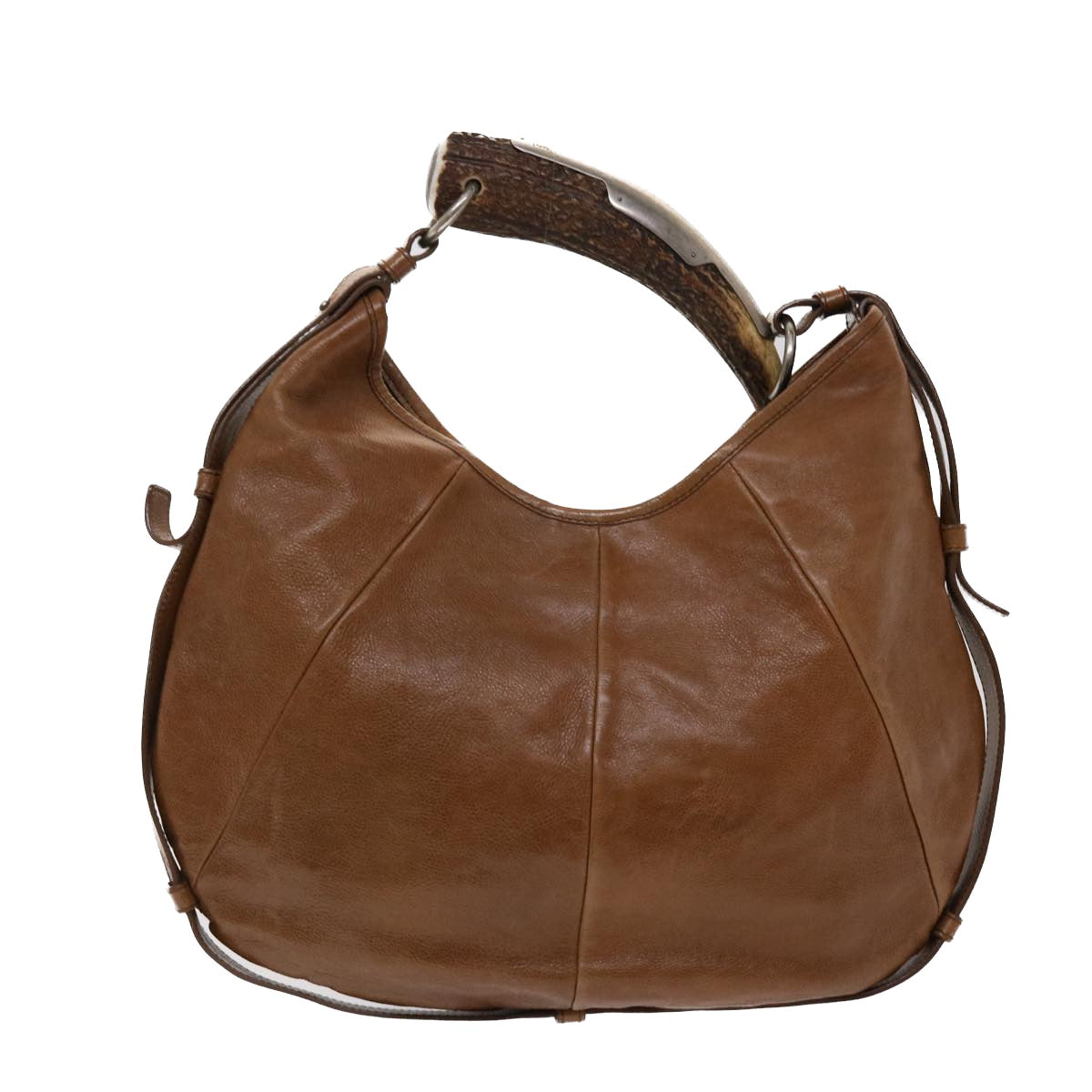 SAINT LAURENT Mombasa Shoulder Bag Leather Brown Auth yk7900 - 0