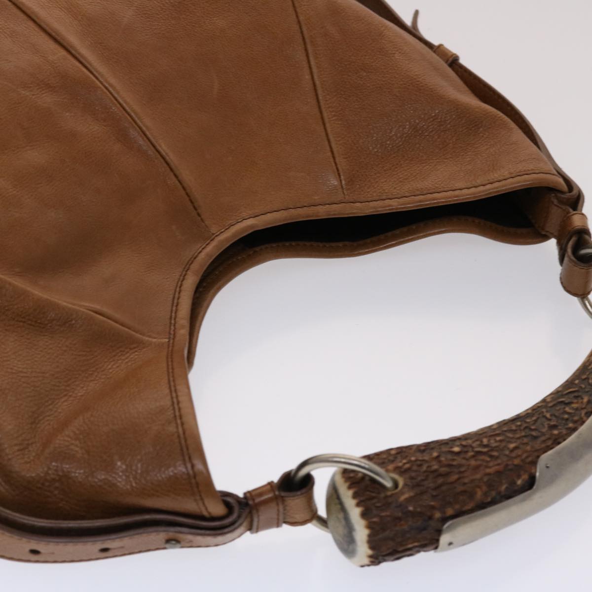 SAINT LAURENT Mombasa Shoulder Bag Leather Brown Auth yk7900