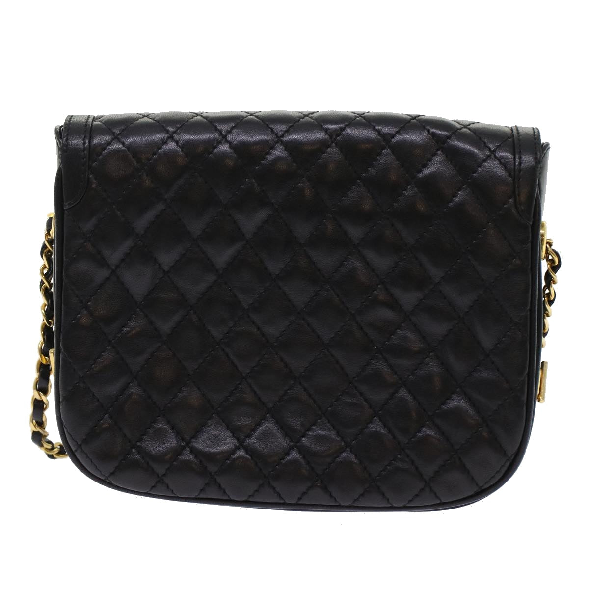 BALLY Quilted Chain Shoulder Bag Leather Black Auth yk7930B - 0
