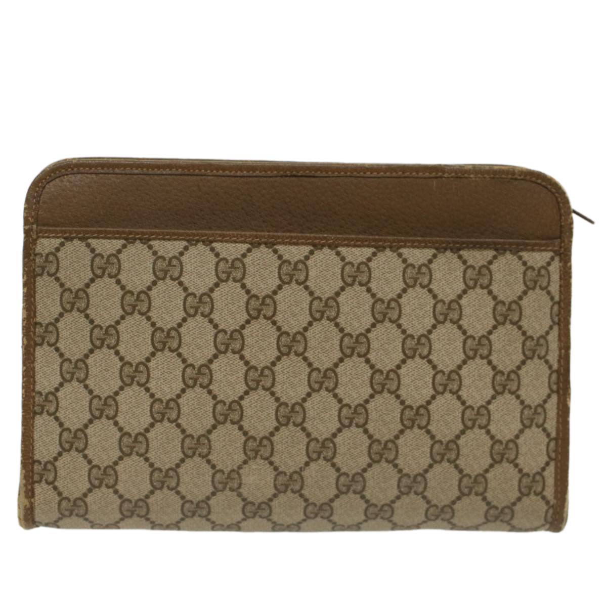 GUCCI GG Canvas Clutch Bag PVC Leather Beige Auth yk7935B - 0