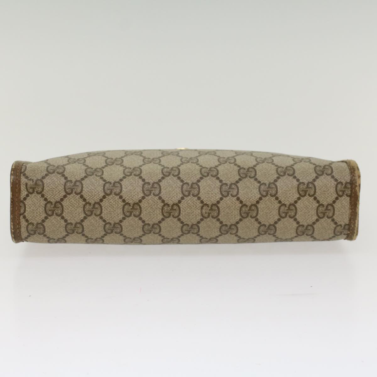 GUCCI GG Canvas Clutch Bag PVC Leather Beige Auth yk7935B