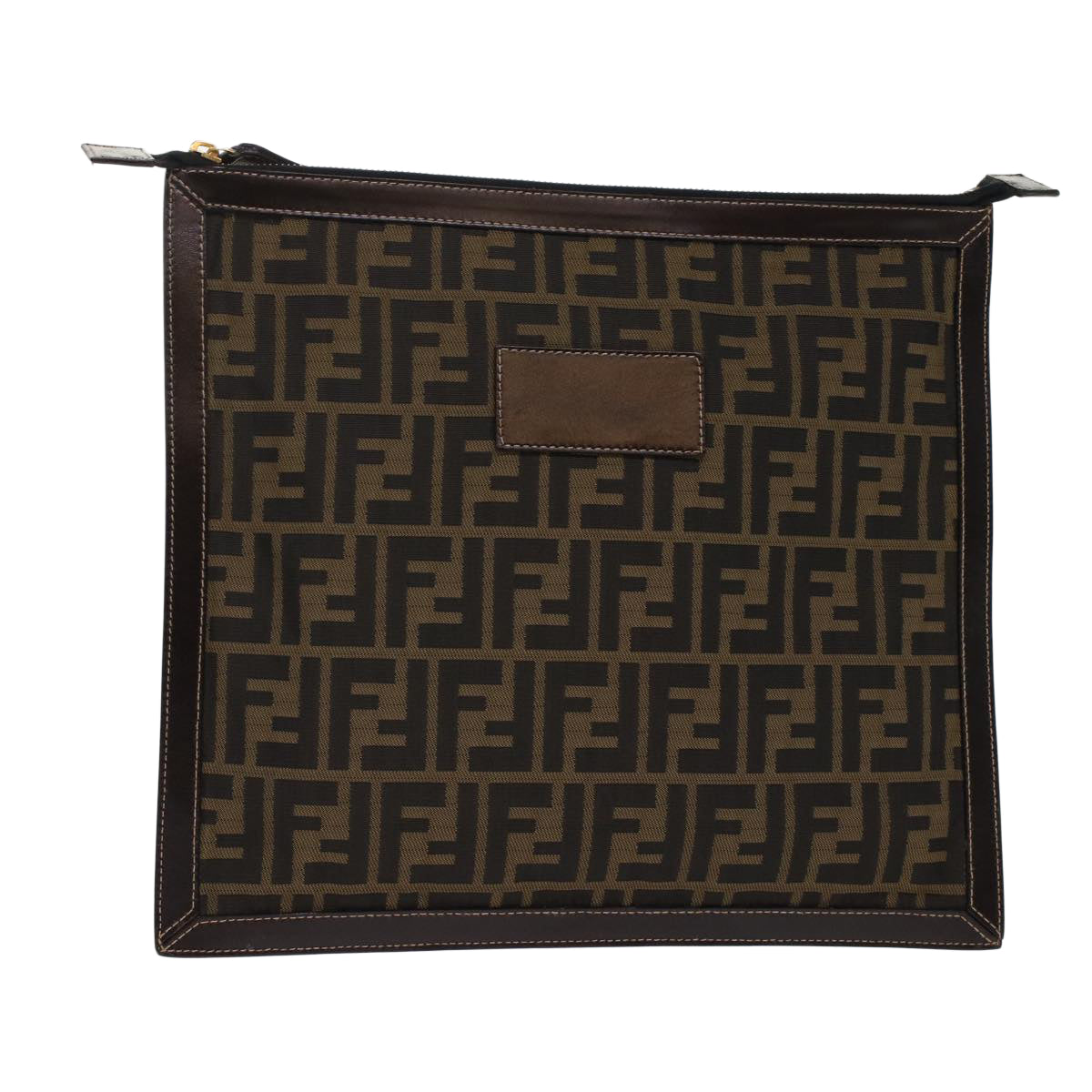 FENDI Zucca Canvas Clutch Bag Black Brown Auth yk7944