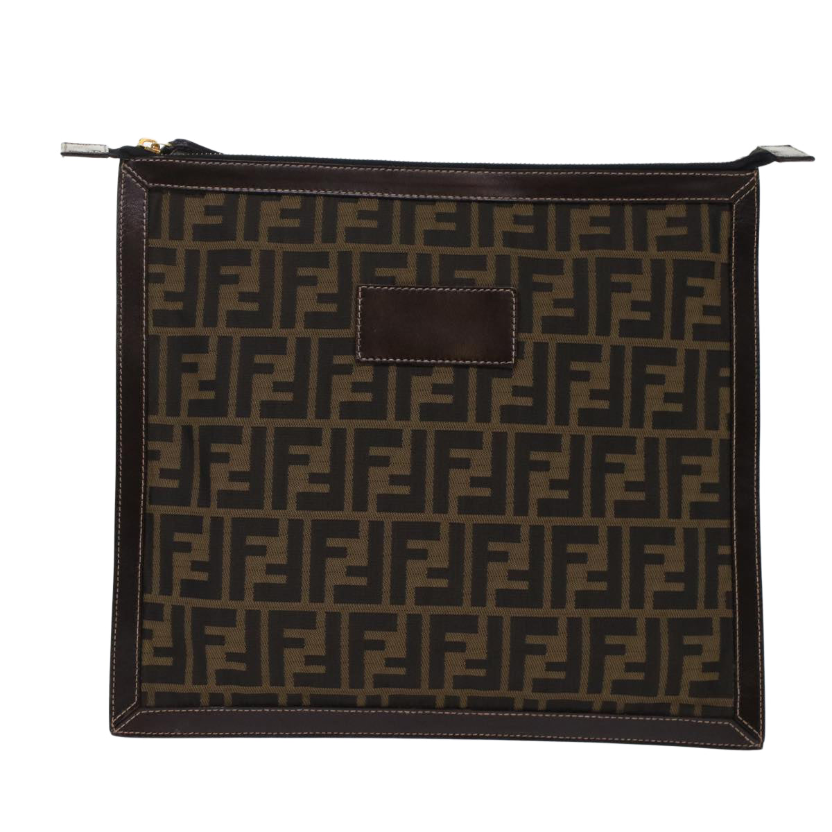 FENDI Zucca Canvas Clutch Bag Black Brown Auth yk7944