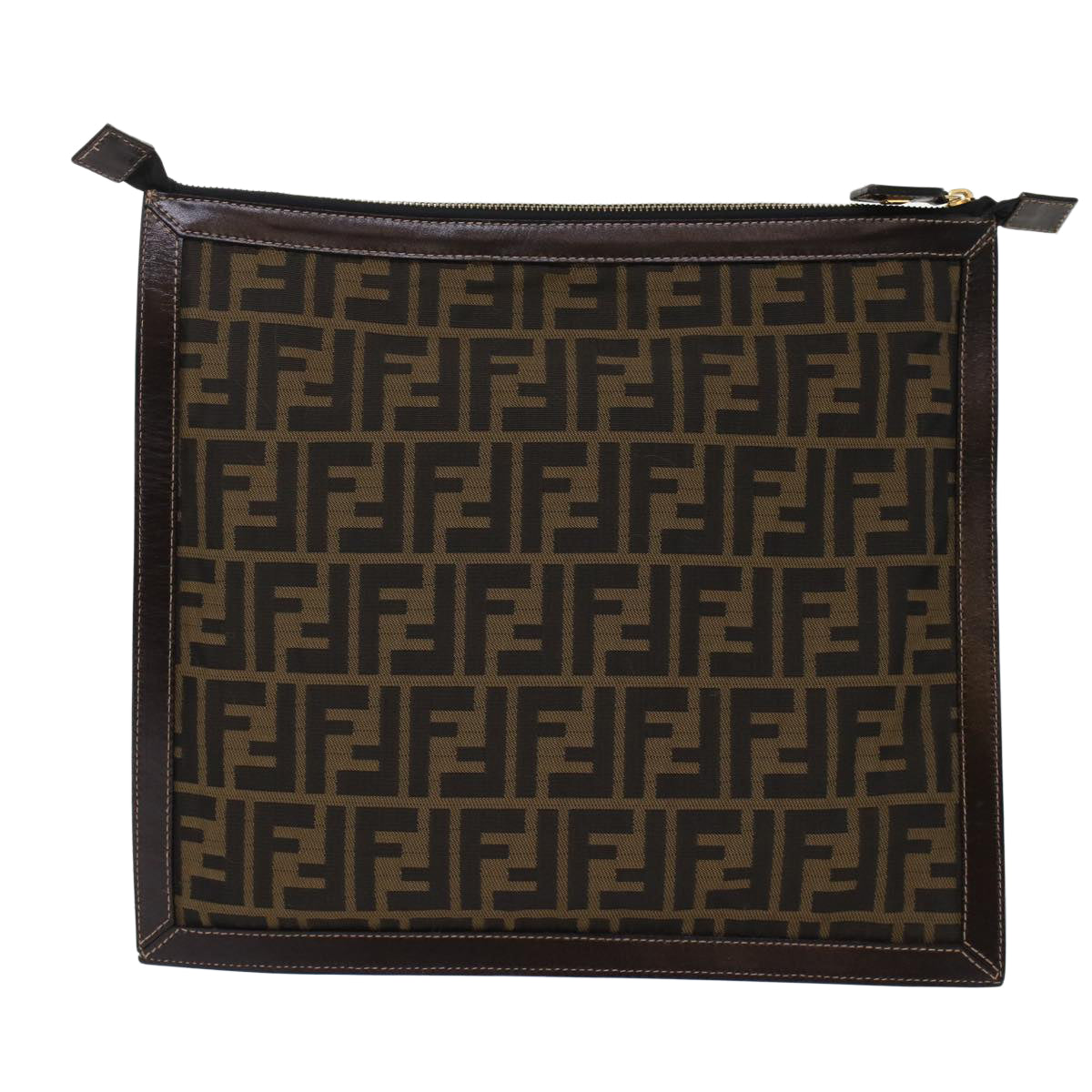 FENDI Zucca Canvas Clutch Bag Black Brown Auth yk7944 - 0