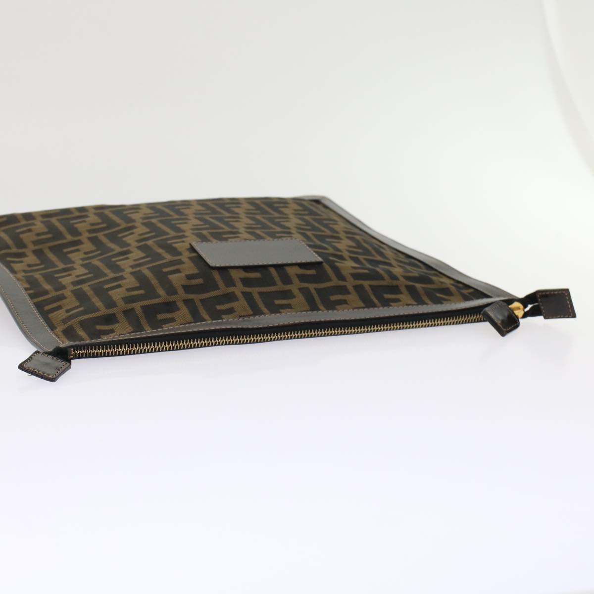 FENDI Zucca Canvas Clutch Bag Black Brown Auth yk7944