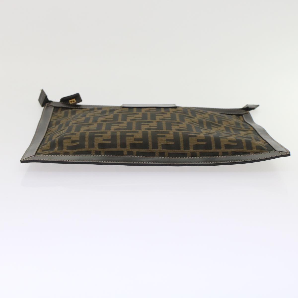 FENDI Zucca Canvas Clutch Bag Black Brown Auth yk7944