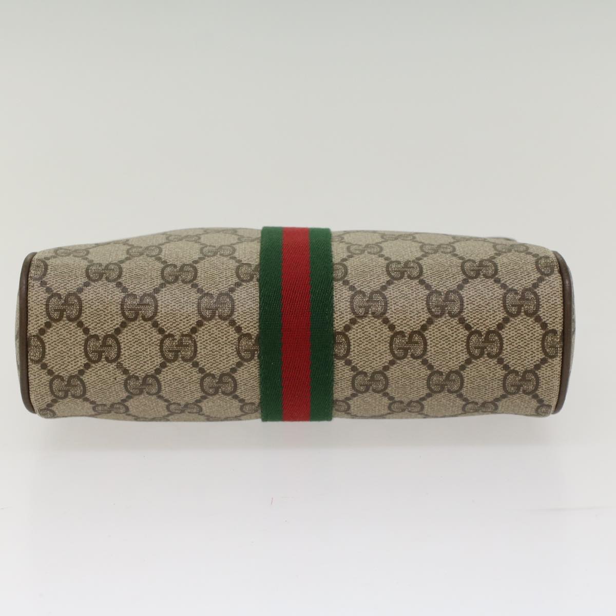 GUCCI GG Canvas Web Sherry Line Clutch Bag Beige Red Green 39.01.012 Auth yk7950