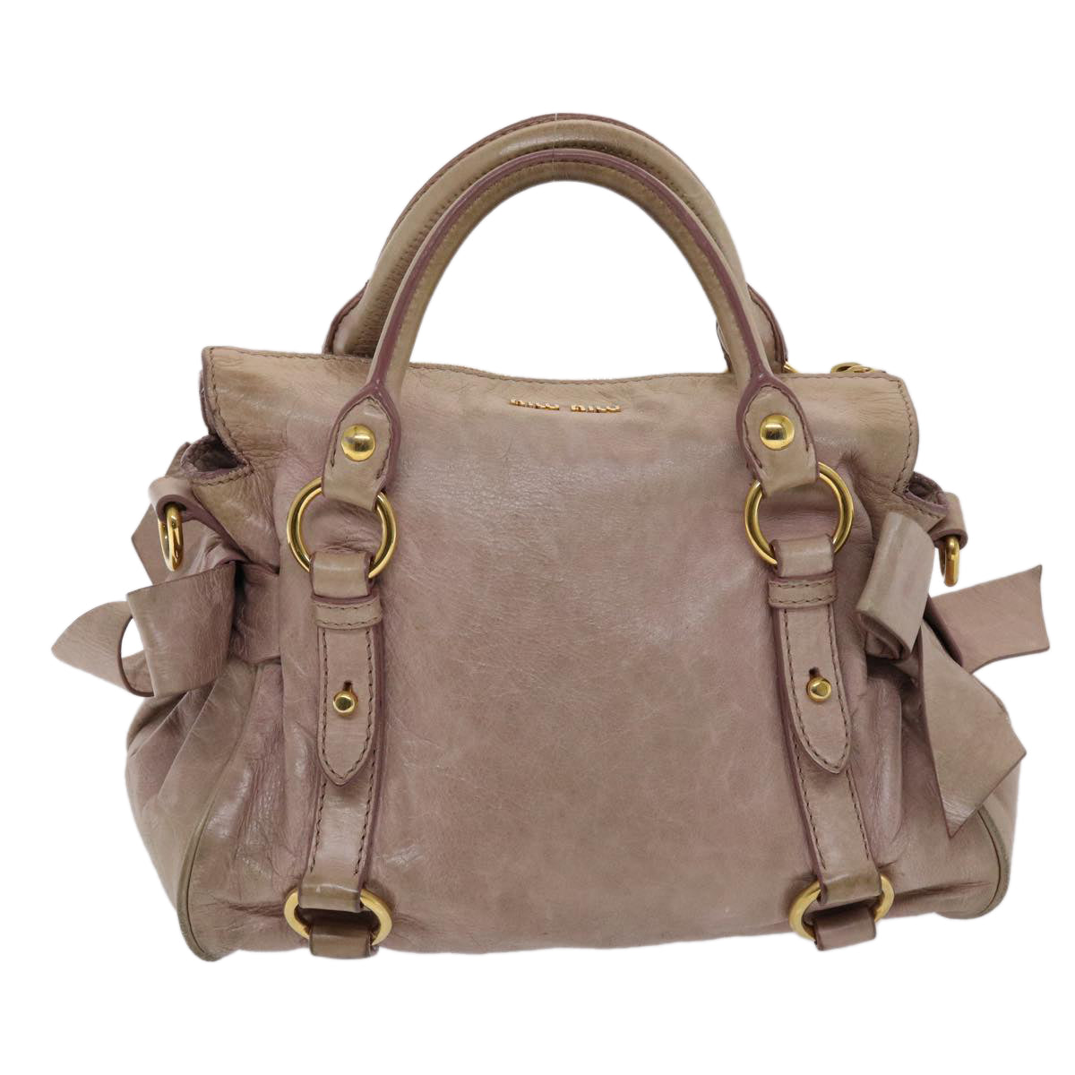 Miu Miu Hand Bag Leather 2way Pink Auth yk7991 - 0