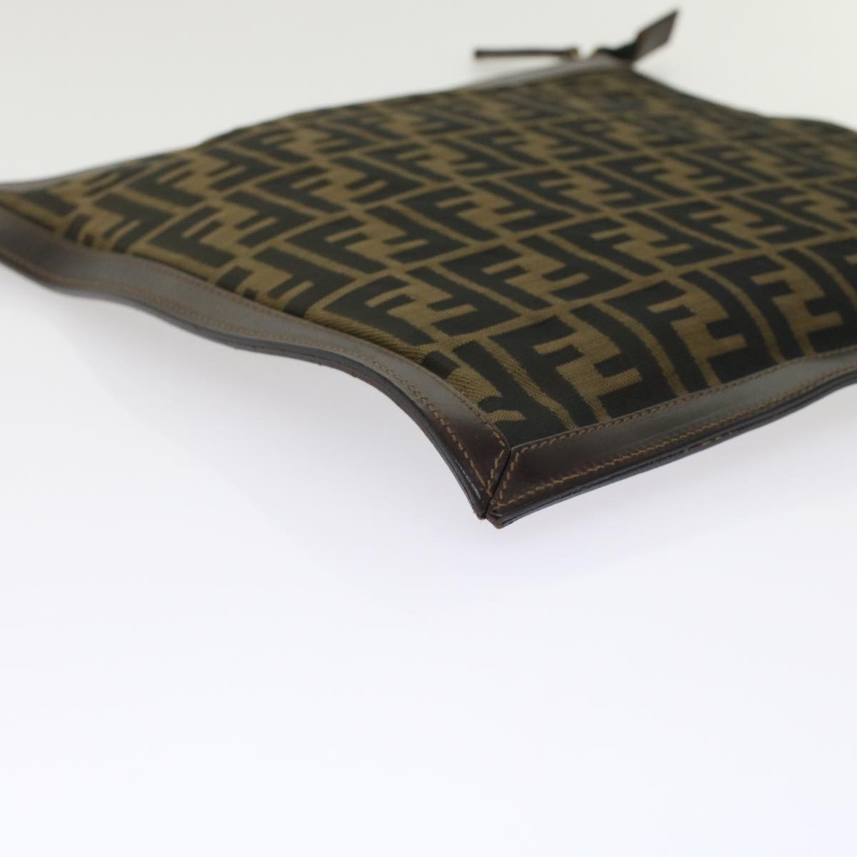 FENDI Zucca Canvas Clutch Bag Black Brown Auth yk7995B