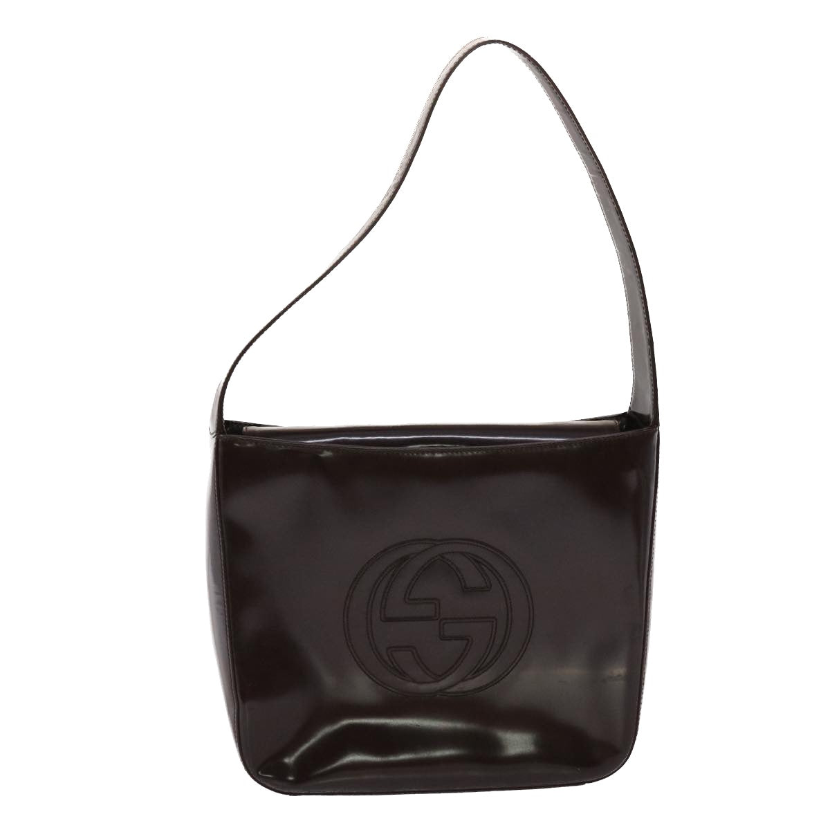 GUCCI Shoulder Bag Patent leather Brown 000.1046.0506 Auth yk8001B