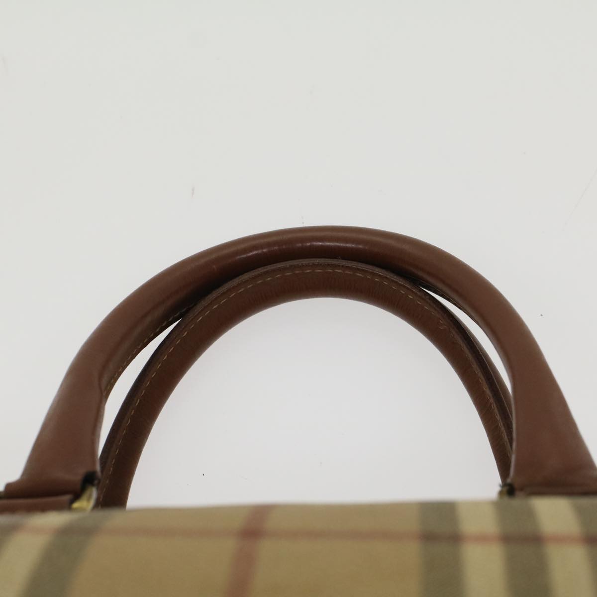 BURBERRY Nova Check Boston Bag PVC Leather Beige Auth yk8002B