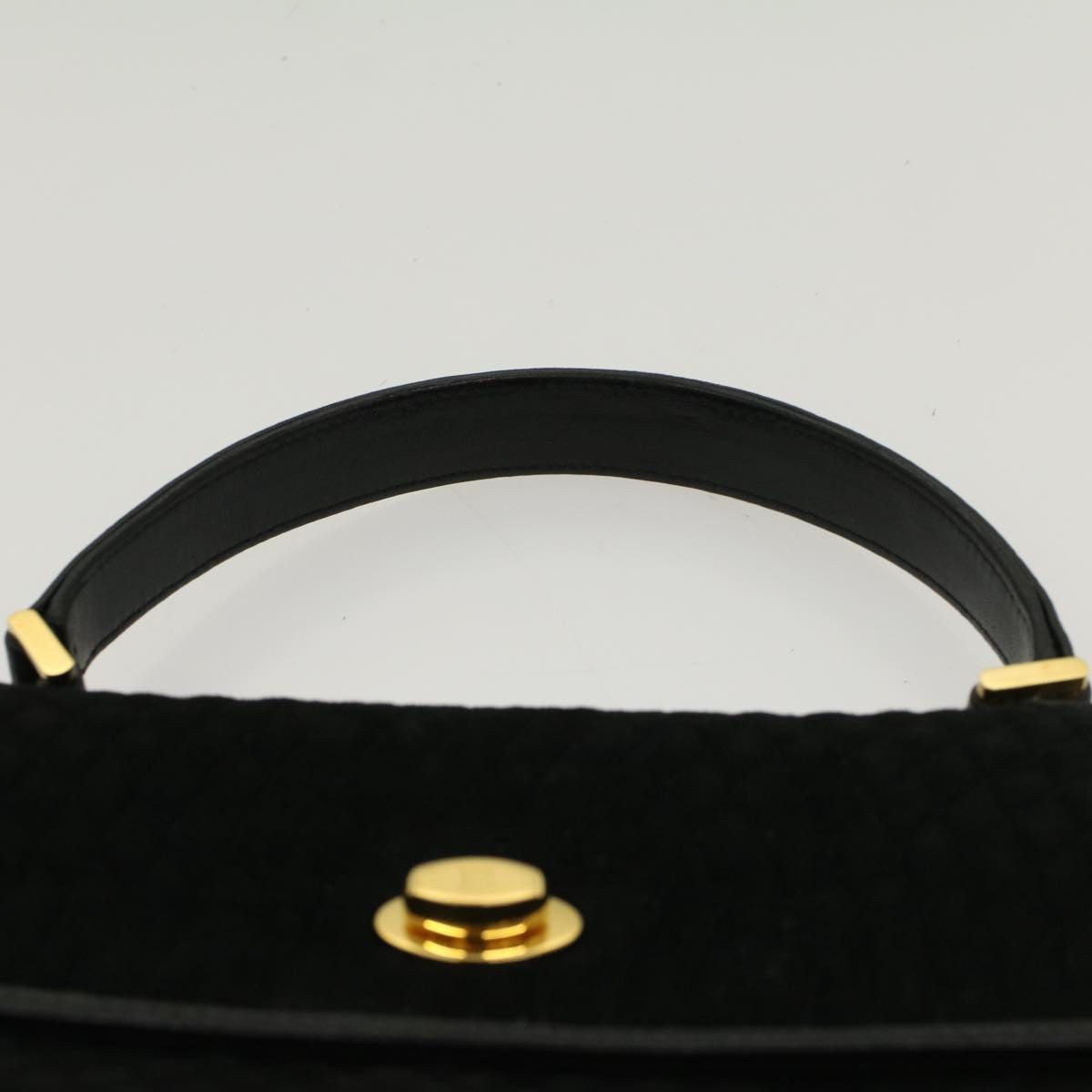 BALLY Quilted Hand Bag Suede Black Auth yk8011B